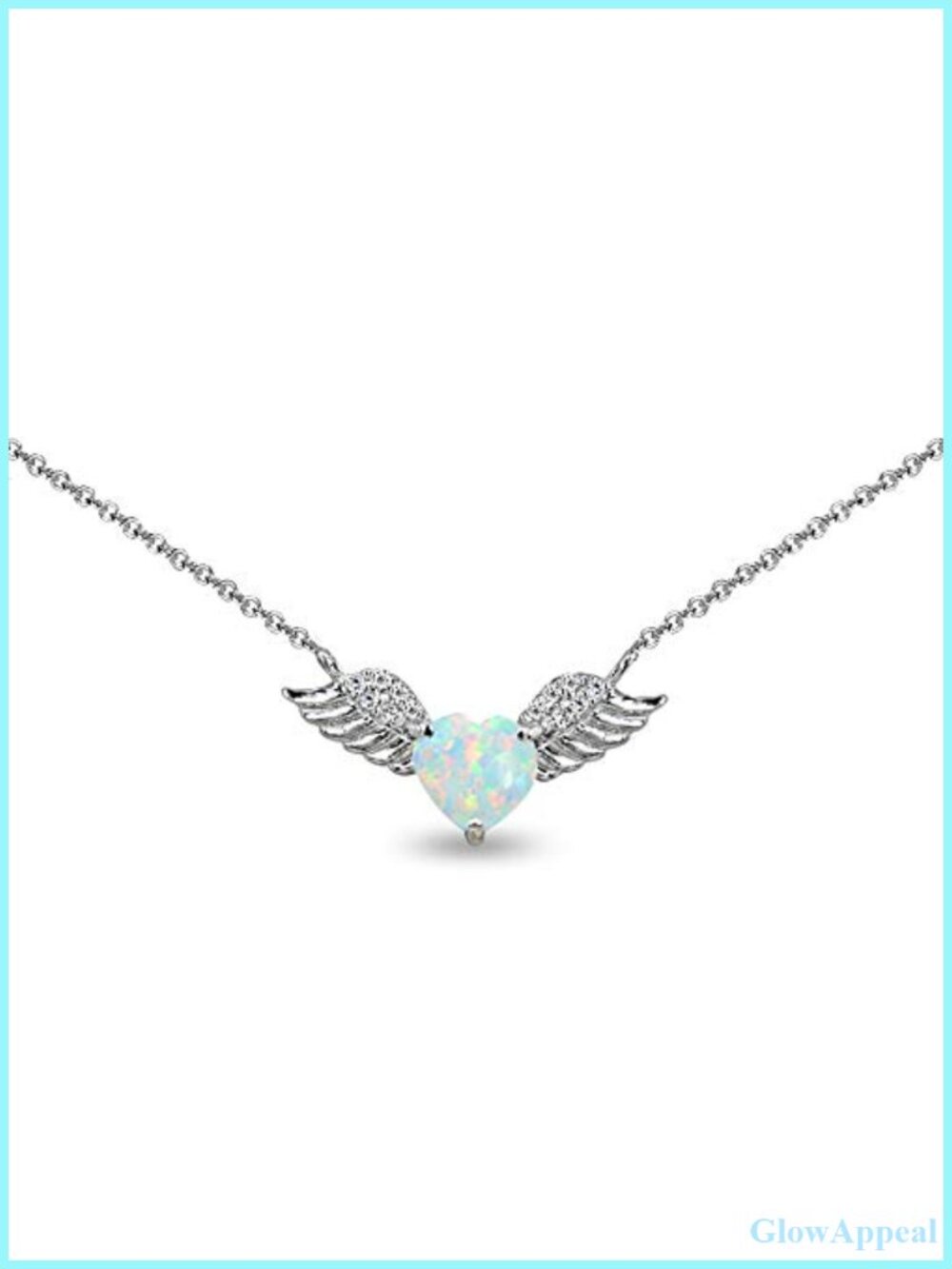 Sterling Silver Opal Angel Wing Necklace Women Dainty Choker